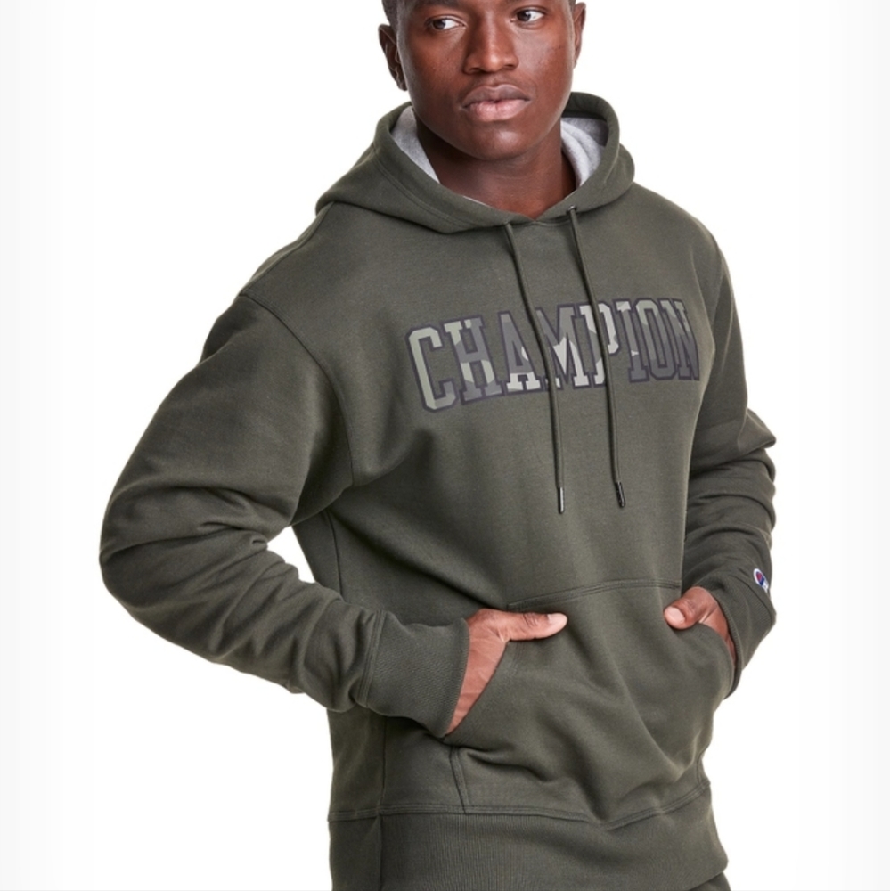 NWT CHAMPION Powerblend Fleece Hoodie Block Camo Logo